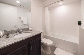Bathroom with granite counters and bath tub at 99 Front, Memphis